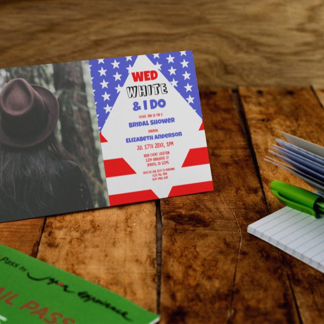 Wed, White & I Do Patriotic Bridal Shower Invitation (Creator Uploaded)