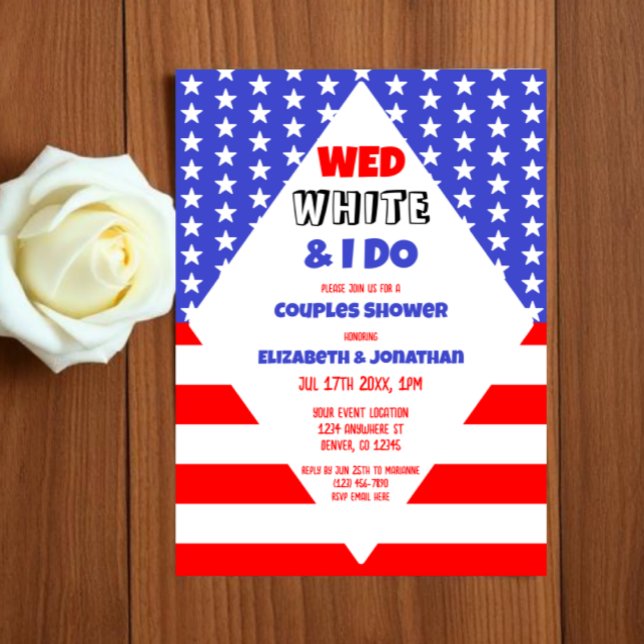 Wed, White & I Do Patriotic Couples Wedding Shower Invitation (Creator Uploaded)