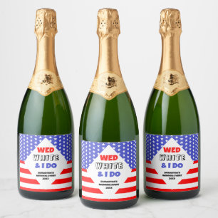 Wed, White & I Do Patriotic Wedding Event Sparkling Wine Label