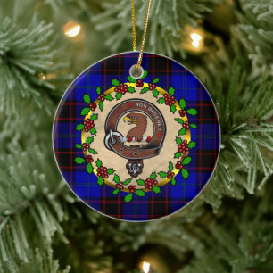 Wedderburn Badge/Tartan Personalized Christmas Ceramic Ornament