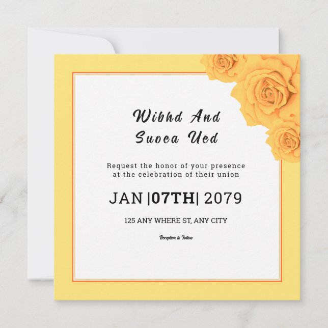 Weddign Invitation Card Square Gatefold Design (Front)