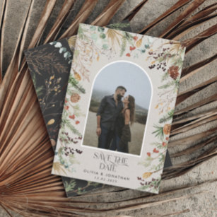 Wedding 1 photo arch watercolor botanical floral s save the date