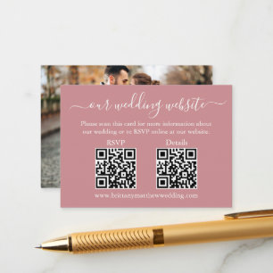 Wedding 2 QR RSVP Details Photo Dusty Rose Enclosure Card