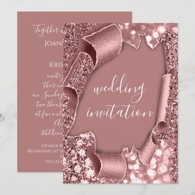 Wedding 3D Cart Effect Frame Rose Blush Royals Invitation (Front/Back)