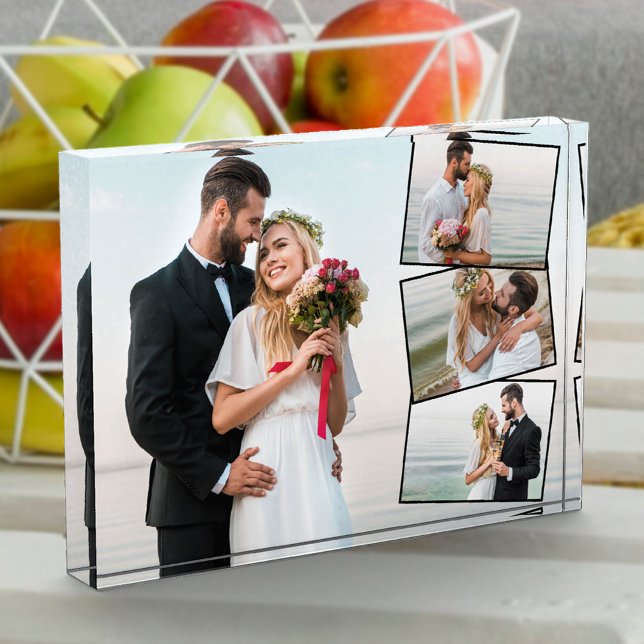 Wedding 4 Photo Collage Zigzag Photo Strip Block (Creator Uploaded)