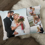 Wedding 4 Photo Picture Montage Accent Pillow<br><div class="desc">Create your own unique wedding photo pillow with your custom text (such as your names and wedding date) on the back. The photo template is set up ready for you to add 4 of your favourite pictures which will automatically display as one main background photo in landscape format, with the...</div>