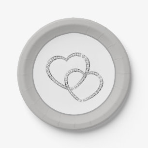 Wedding 7" Paper Plates-Two Hearts Plate