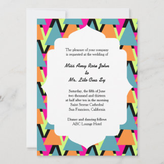 Wedding 80's Style Geometric Pattern Invitation