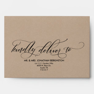 Wedding A7 Envelope in calligraphy kraft theme