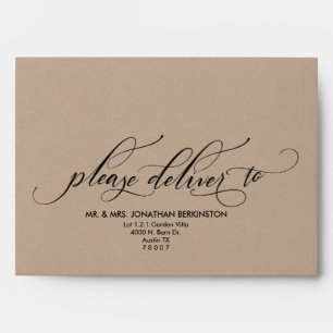 Wedding A7 Envelope kraft rustic calligraphy theme
