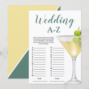 Wedding A-Z Elegant Bridal Shower Game Invitation