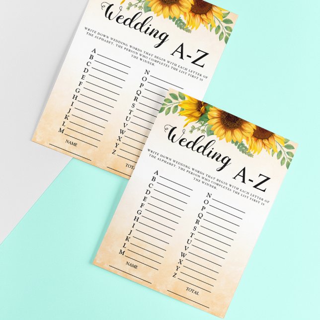 Wedding A-Z Sunflower Bridal Game Invitation (Creator Uploaded)