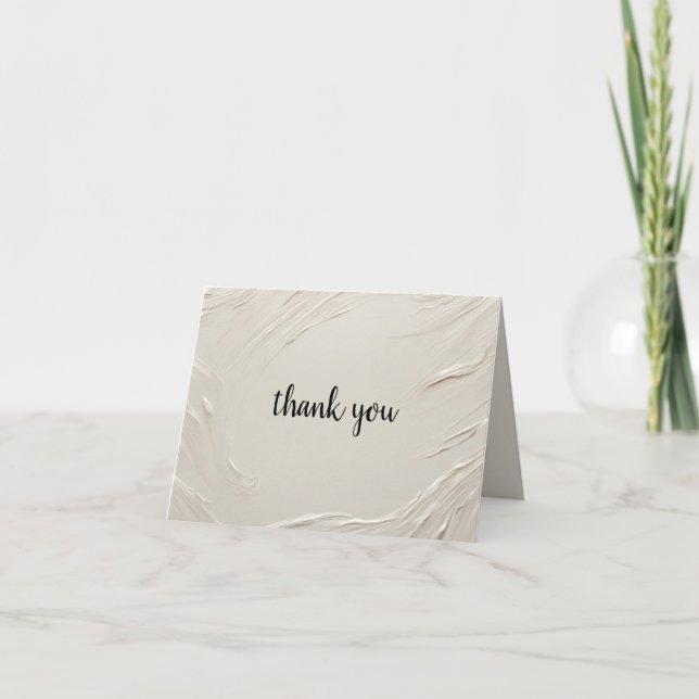 Wedding Abstract Ivory Textured Thank You (Front)