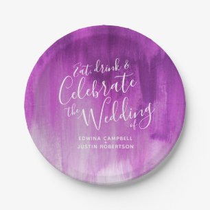 Wedding abstract mauve purple paper plate