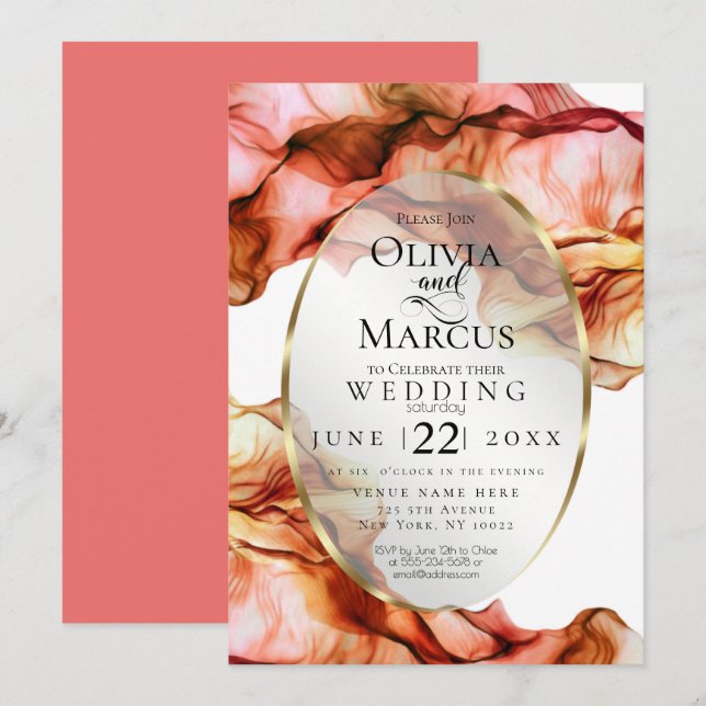 WEDDING | Abstract Watercolor Autumn Colours 3 Invitation (Front/Back)