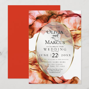 WEDDING Abstract Watercolor Autumn Colours 4 Invitation