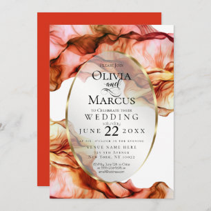 WEDDING Abstract Watercolor Autumn Colours 4 Invitation