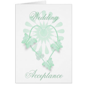 Wedding Acceptance Card Butterfly Hearts
