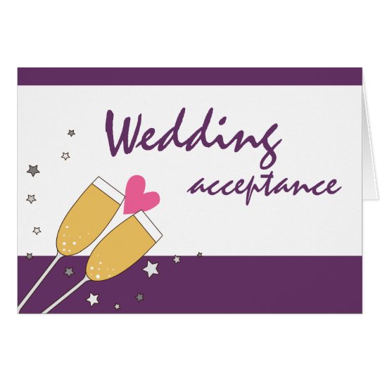 Wedding Acceptance Champagne Toast- Purple Card