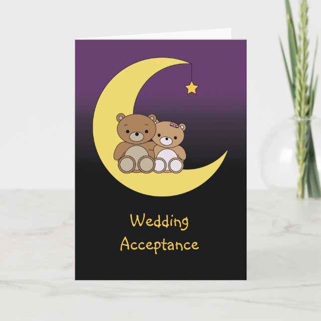 Wedding Acceptance cute bears Thank You Card (Front)