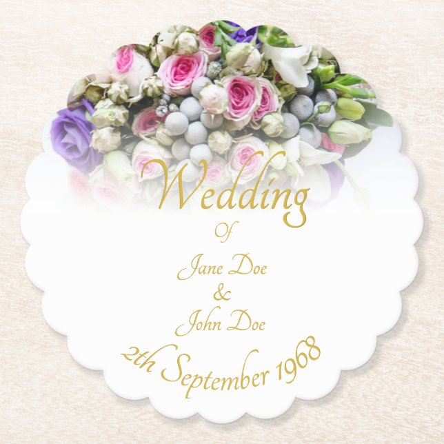 Wedding Accessories - Bride with colourful wedding Paper Coaster (Front)