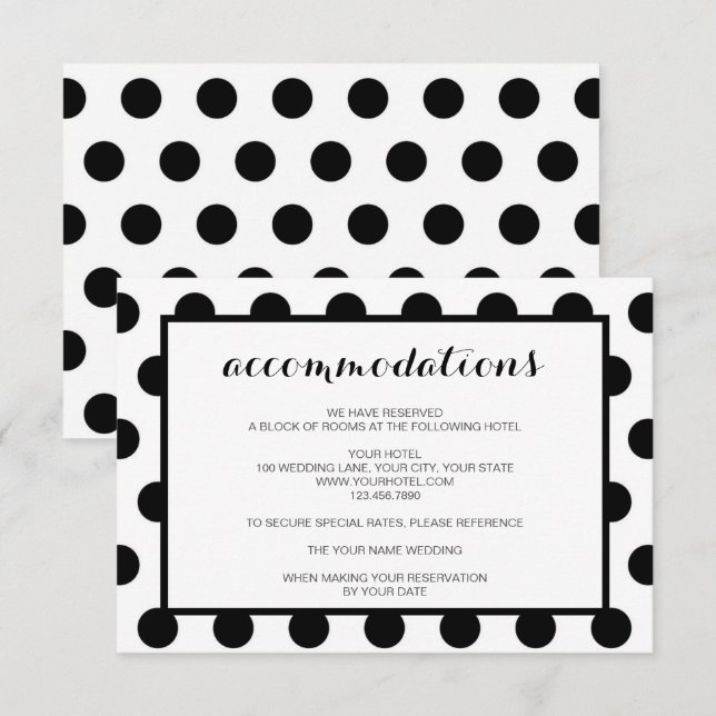 Wedding Accommodations | Black Classic Enclosure Invitation (Front/Back)