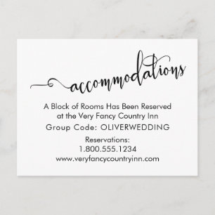 Wedding Accommodations Typography Enclosure Card