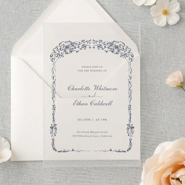 Wedding Acrylic Invitation I Baroque Elegant Frame (Créateur téléchargé)