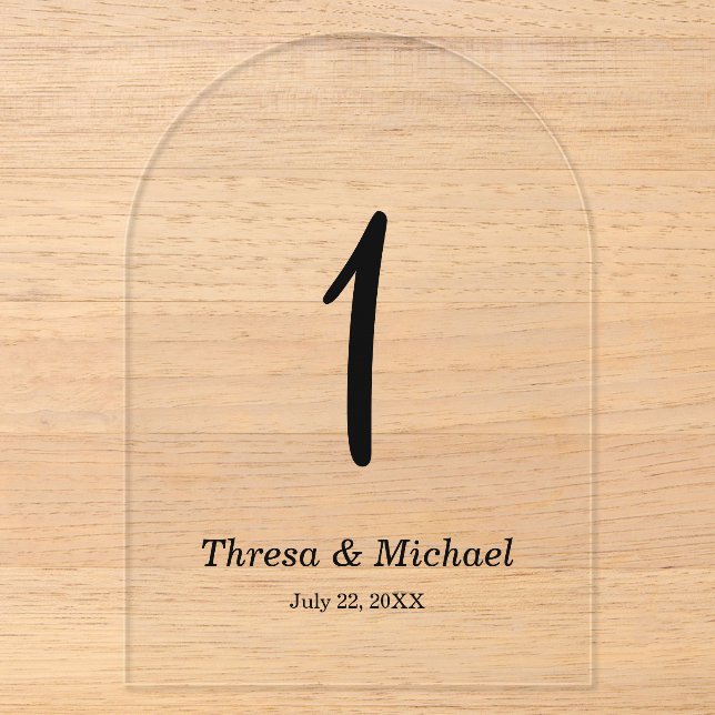 Wedding Acrylic Table Number Sign (Front)
