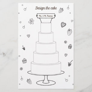 Wedding Activities Colouring Pages Design Cake