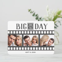 Wedding Add 3 Photos Fun Film Flat Invitation Card
