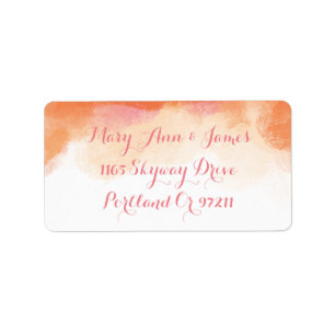 Wedding Address Blush Pink Coral Watercolor Label