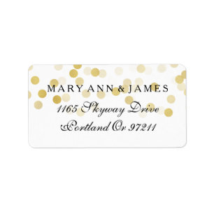 Wedding Address Gold Foil Glitter Lights Label