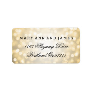Wedding Address Gold Glitter Lights Label