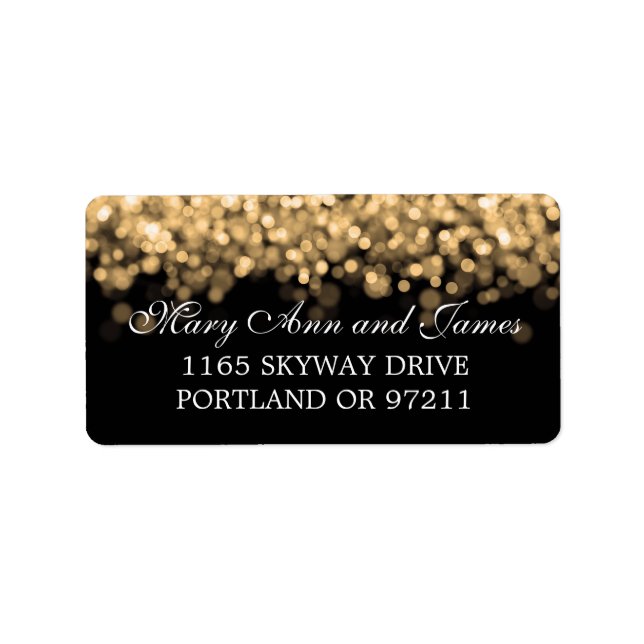 Wedding Address Gold Lights Label (Front)