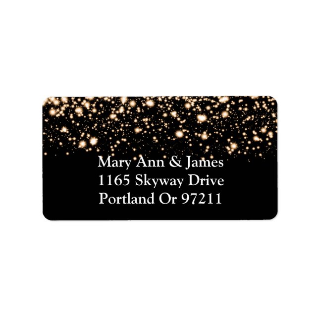 Wedding Address Gold Midnight Glam Label (Front)
