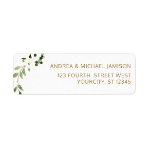 Wedding Address Greenery Rustic Watercolor White