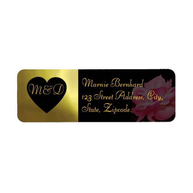 Wedding Address Label |  Flower Collection black (Front)