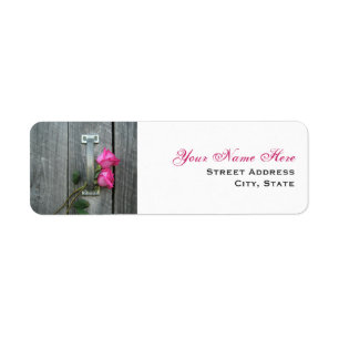 Wedding Address Label - Hot Pink Roses & Barn Door