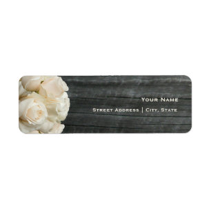 Wedding Address Label - White Roses & Barnwood