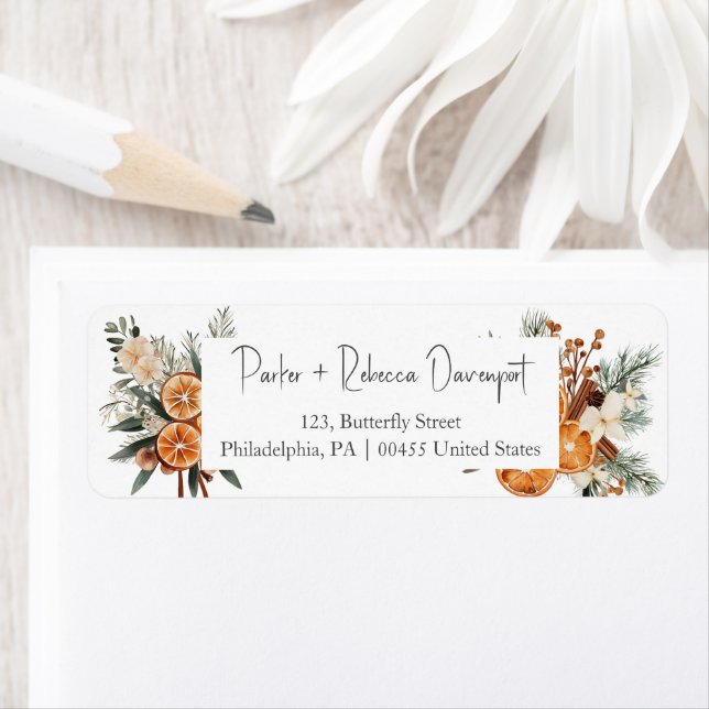 wedding address label winter greenery (Insitu)