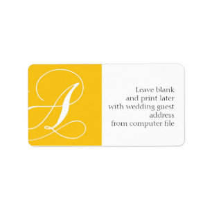 Wedding Address Labels Monogram A Yellow