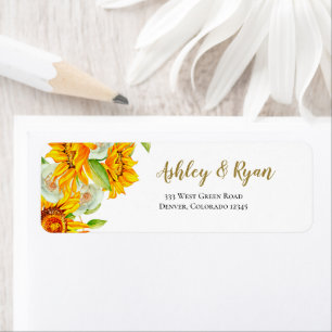 Wedding Address Labels Sunflower Watercolor