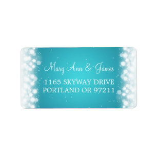 Wedding Address Love Magic Sparkle Turquoise Label