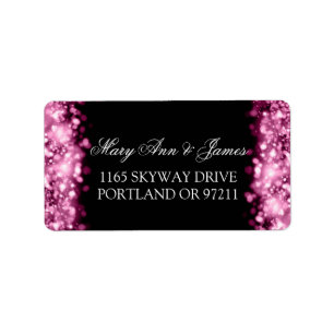 Wedding Address Sparkling Lights Pink Label