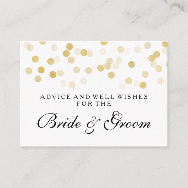 Wedding Advice Card Faux Gold Foil Glitter Lights (Front)