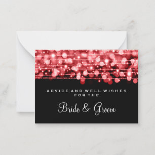 Wedding Advice Card Party Sparkles Red