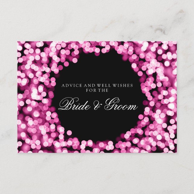 Wedding Advice Card Pink Sparkly Lights (Front)