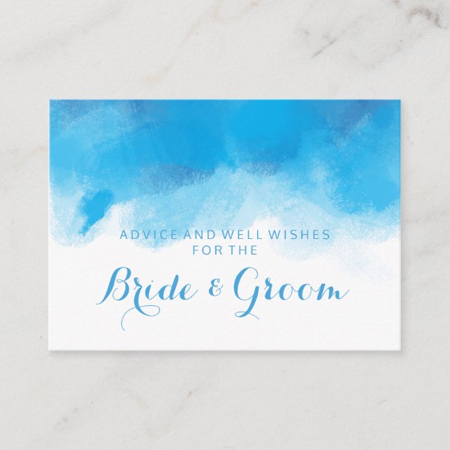 Wedding Advice Card Summer Blue Watercolor (Front)