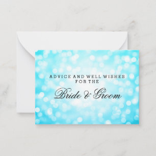 Wedding Advice Card Turquoise Glitter Lights